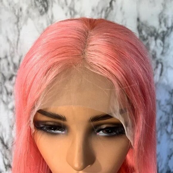 100% HUMAN HAIR - Pink Short bob wig 13x4 lace front wig - Picture 3 of 10